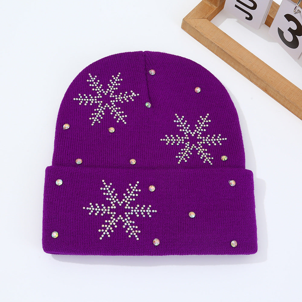 Rhinestone Snowflake Knit Beanie - DippedShop Wholesale - #9763