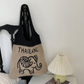Casual Letter Elephant Knitted Shoulder Bag 6W10BBG1791