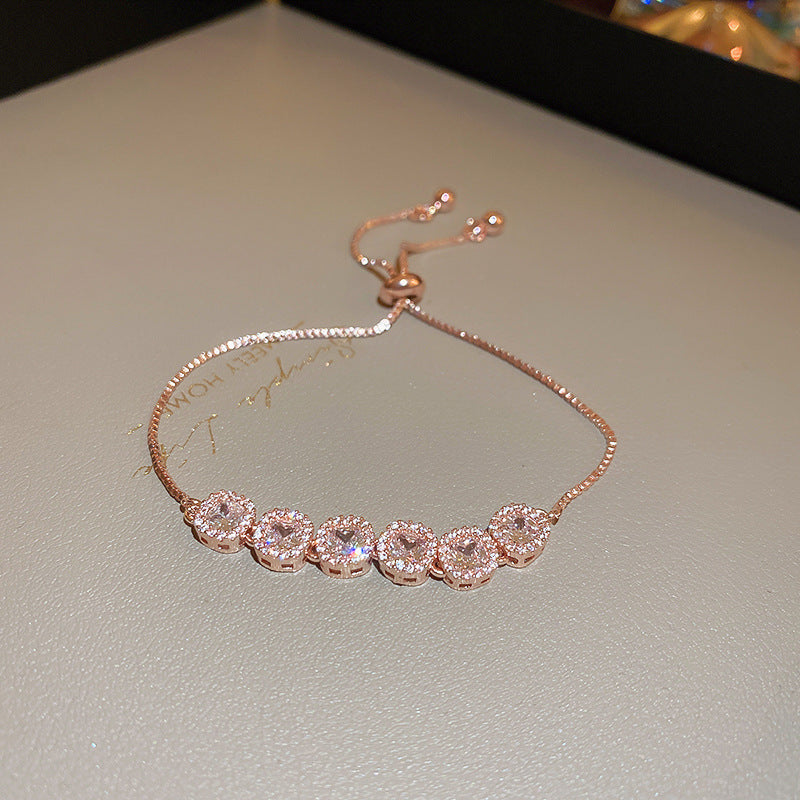 Elegant Rhinestones Floral Chain Bracelet 6W6JBR727