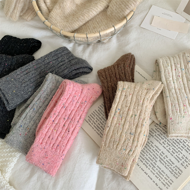Thick Warm Wool-Blend Cable Knit Socks 6W8FSO710