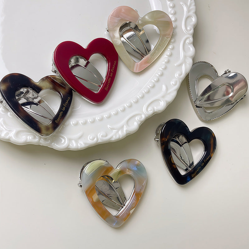 Trendy Hollow Heart Acetate Hair Clips 6W6HCP1208
