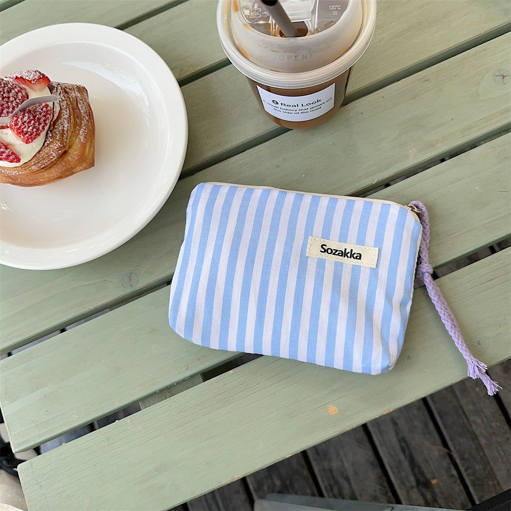 Stylish Color Block Striped Mini Makeup Bag MK2BW6S10BOB53