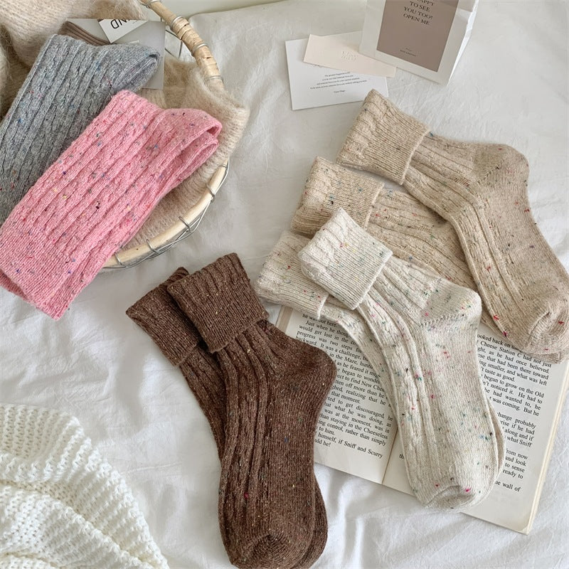 Thick Warm Wool-Blend Cable Knit Socks 6W8FSO710