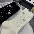 Rhinestone Cotton Socks - DippedShop Wholesale - #1043
