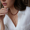 Elegant Red Beaded Cubic Zircon Chain Neckalce 6W6JNC1030