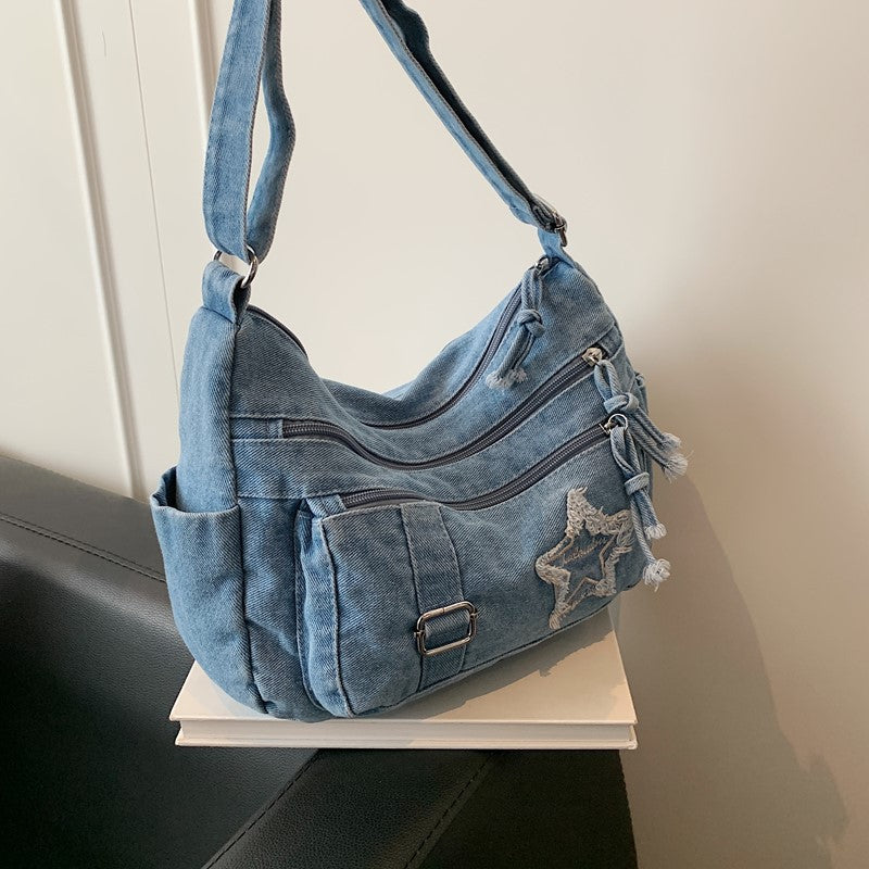Casual Star Pattern Denim Versatile Shoulder Bag 6W10BBG1401