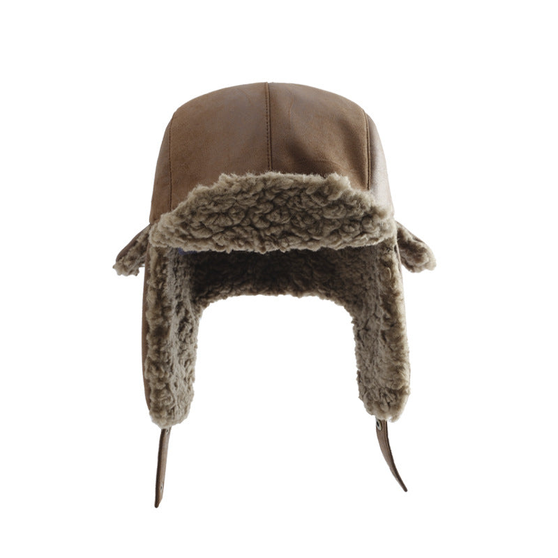 Vintage Distressed Suede Warm Winter Trapper Hat DP25G724