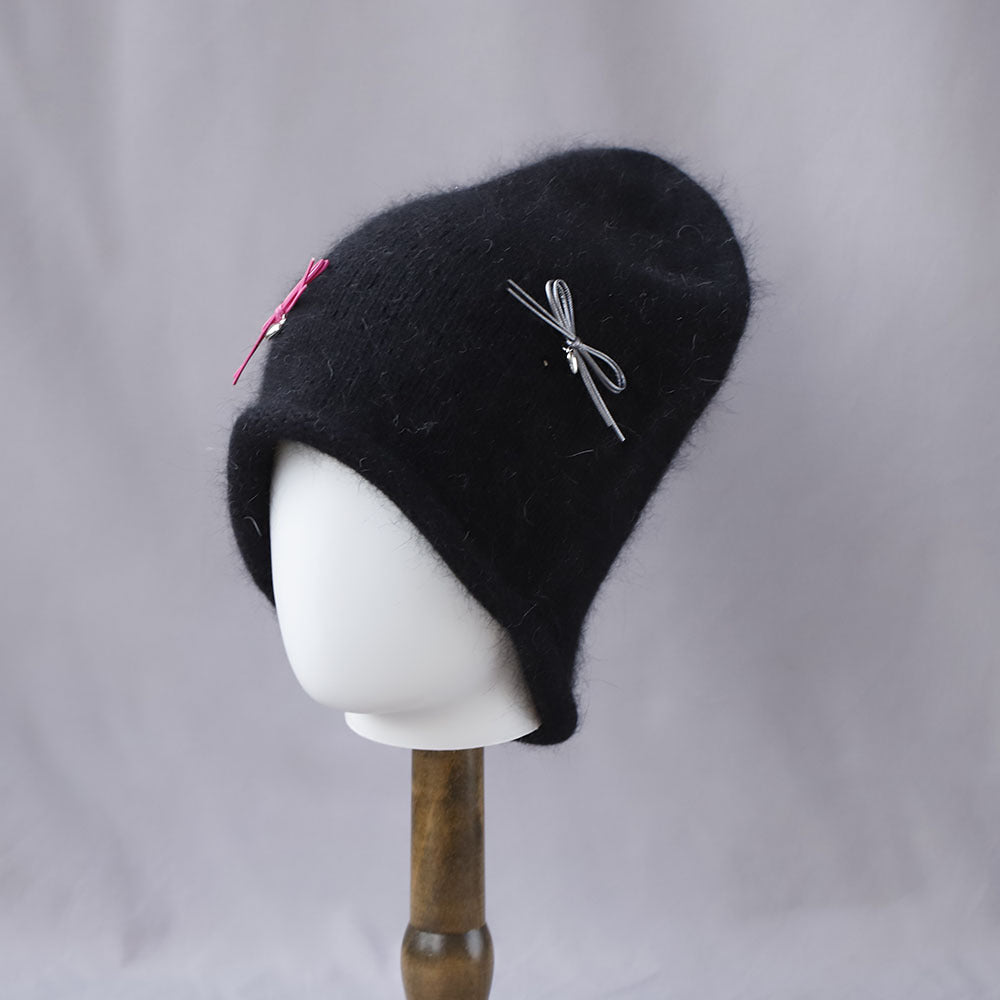 Cute Bowknot Pendant Angora Knit Beanie 6W6HAT706