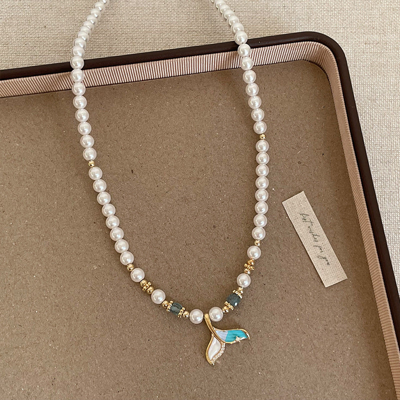 Fishtail Pendant Pearl Necklace - DippedShop Wholesale - #4579
