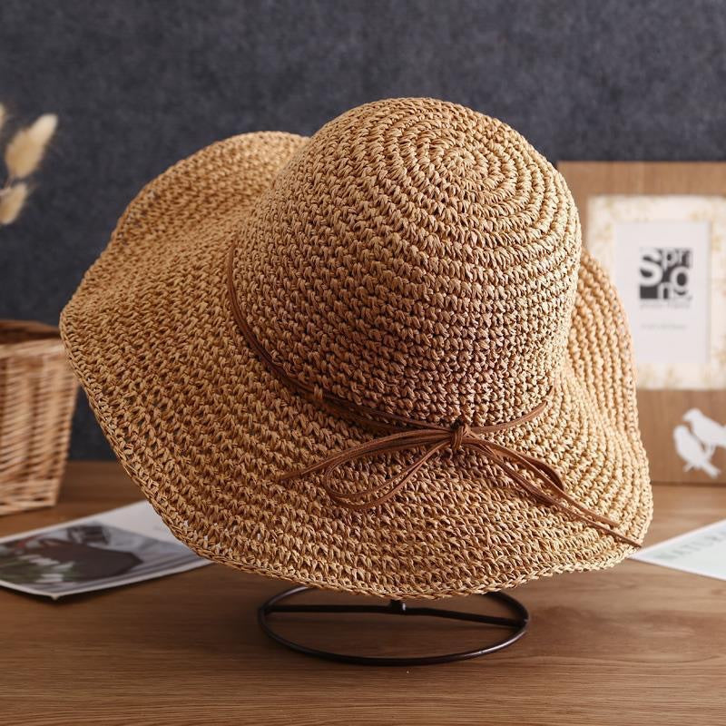 Retro Bow Tie Breathable Straw Fisherman Hat DP25E416