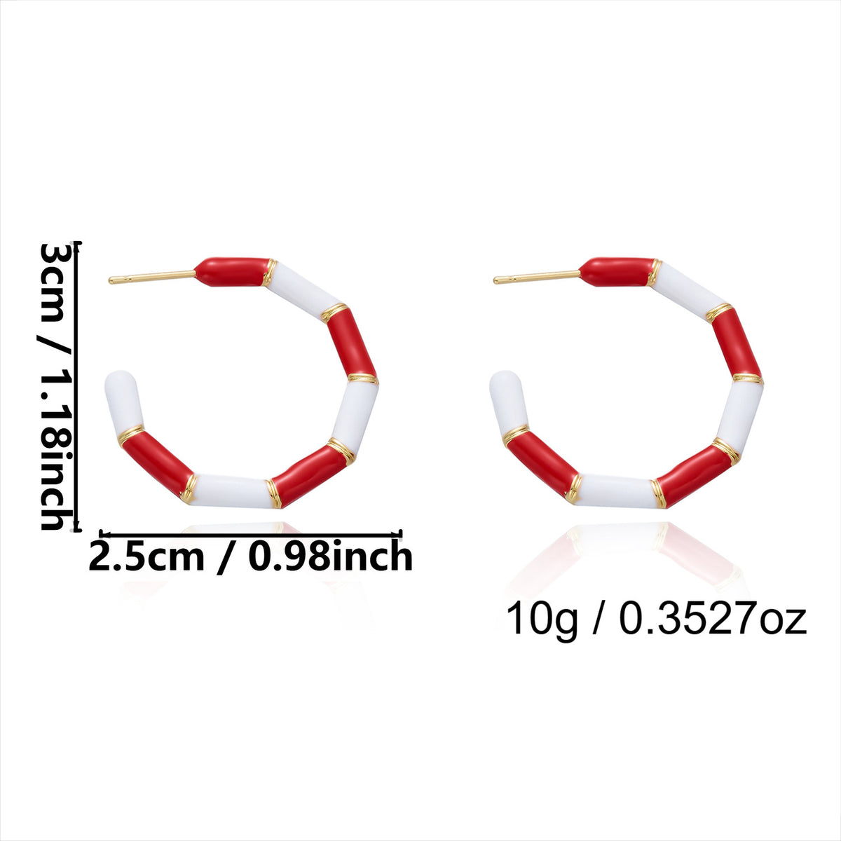 Chunky Half Circle Striped Xmas Stud Earrings 6W6JER687