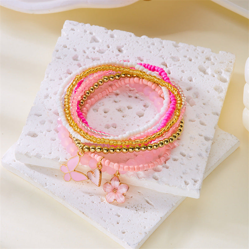 Boho Flower Butterfly Multi-Layer Beaded Bracelet 6W6JBR507