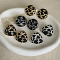 Vintage Geometric Round Leopard Print Stud Earrings 6W6JER595