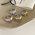 Enamel Heart Rhinestone Ring - DippedShop Wholesale - #0355