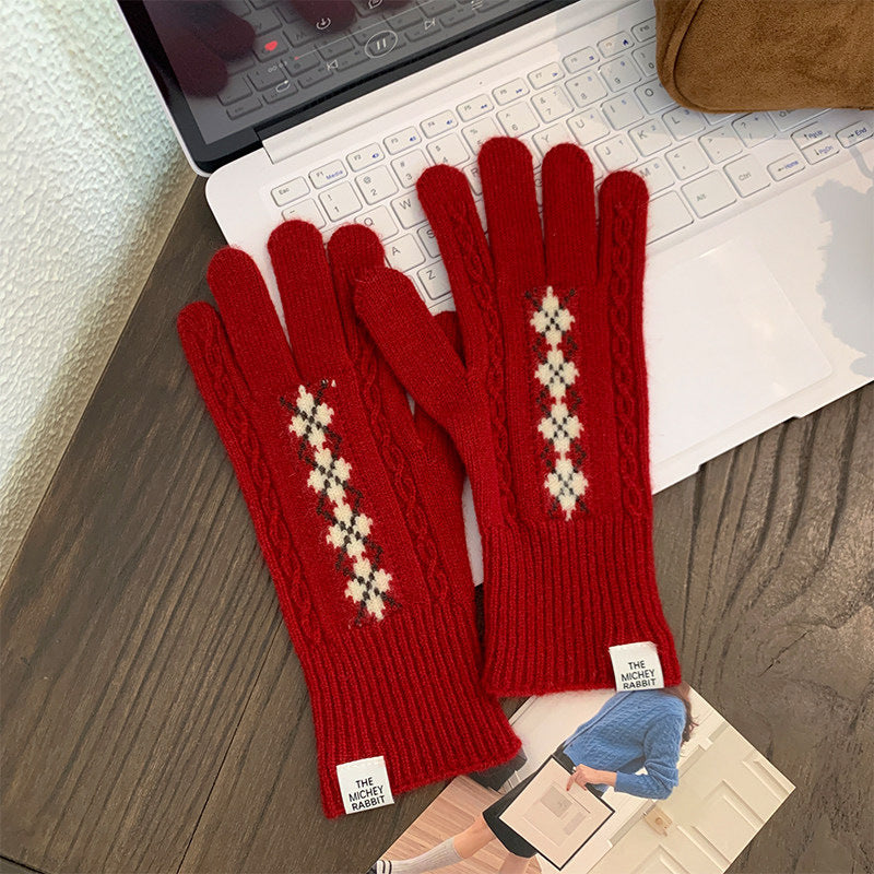 Trendy Cable Knit Christmas Touchscreen Warm Gloves 6W6GLO108