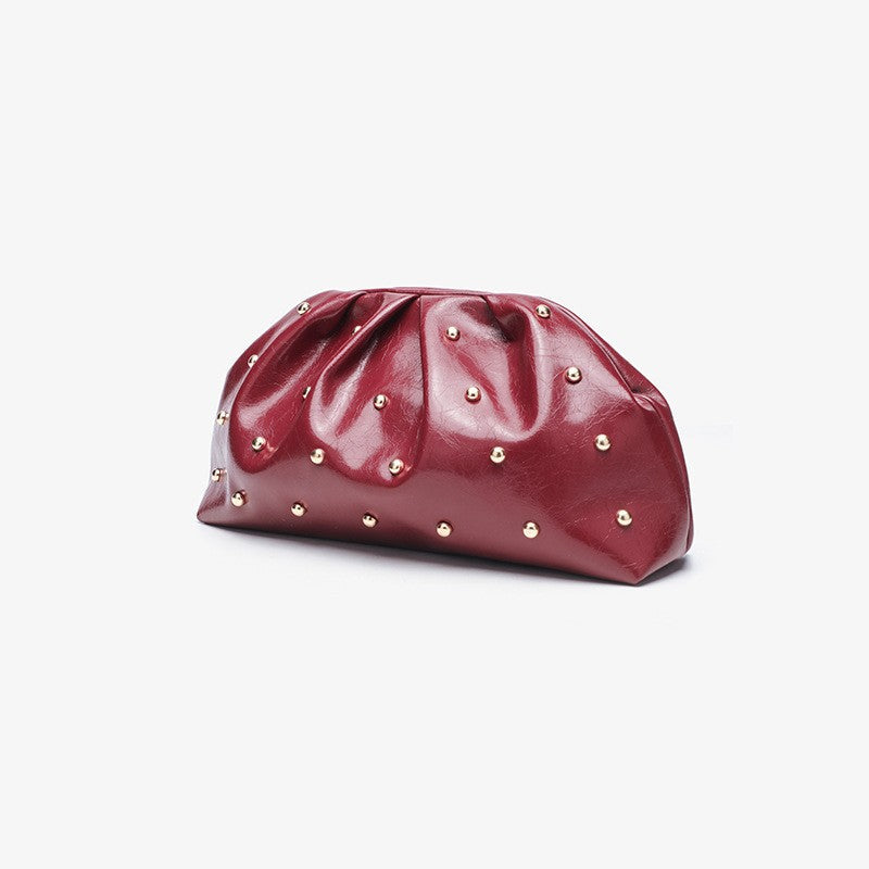 Fashion Studded Magnet Ruched Evening Handbag DP25H594