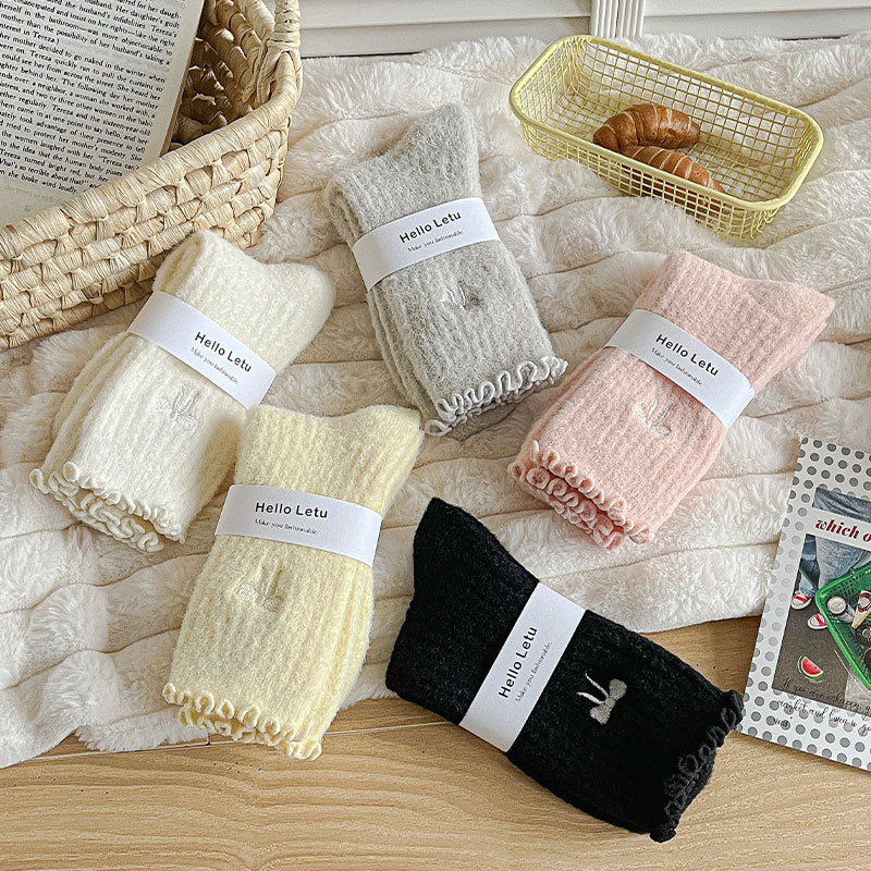 Winter Thermal Thick Plush Crew Frilly Socks DP25H518