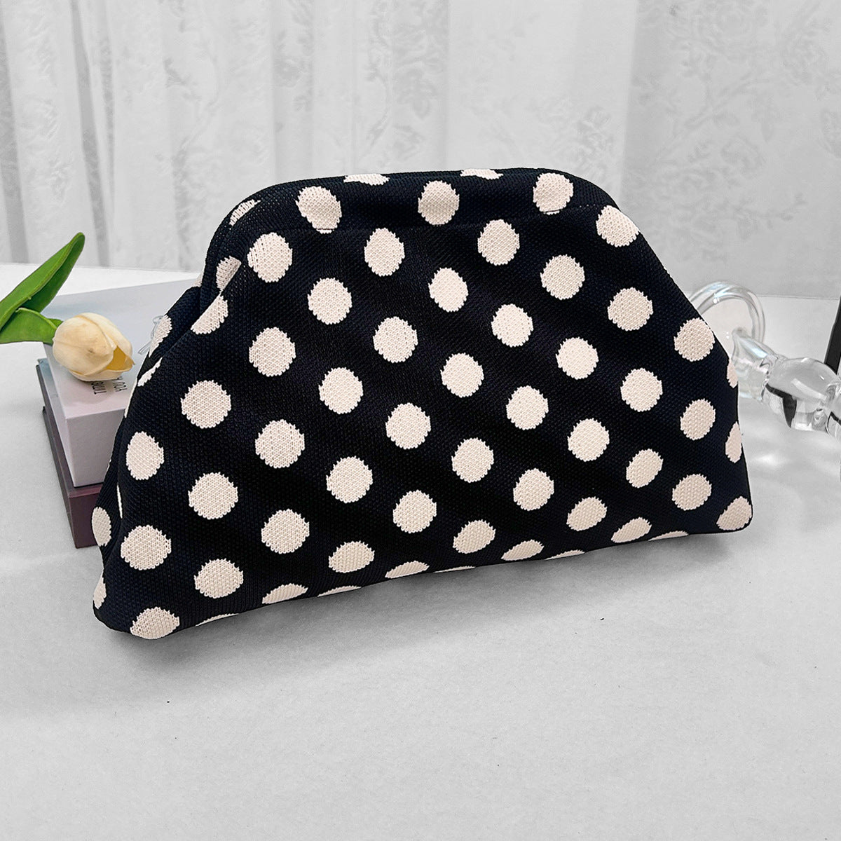 Polka Dot Color Block Evening Handbag 6W10BBG1877