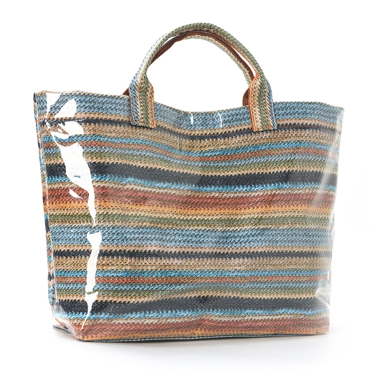 Vintage Straw Woven Waterproof PVC Tote Bag MK2BLW6W10BBG553