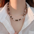 Vintage Irregular Tiger Eyes Stones Necklace 6W6JNC909