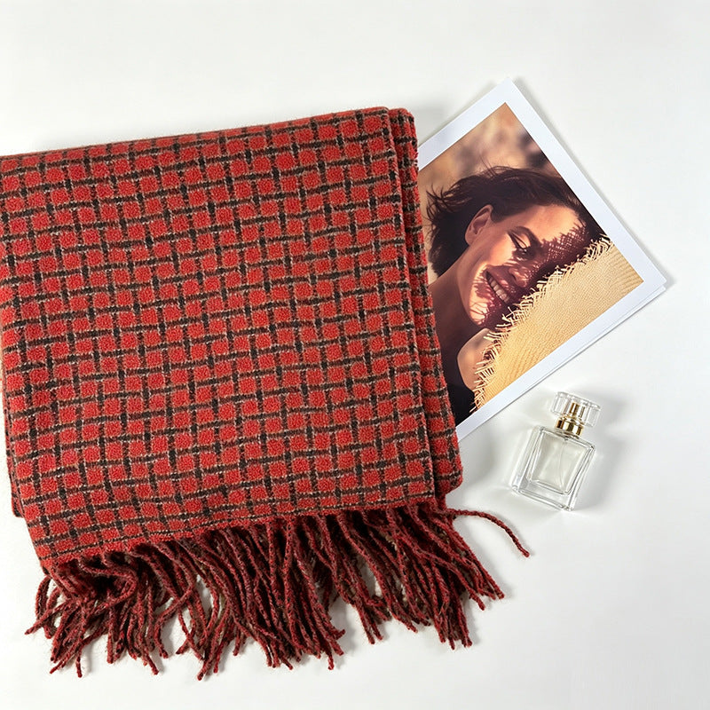 Plaid Fringe Scarf - DippedShop Wholesale - #5299