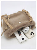 Simple Solid Color Imitation Rabbit Fur Shoulder Bag 6W10BBG1928