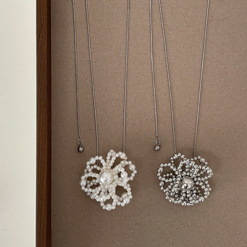 Beaded Flower Pendant Necklace - DippedShop Wholesale - #9043