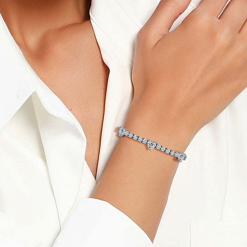 Trendy Heart Colorful Cubic Zirconia Chain Bracelet 6W6JBR383