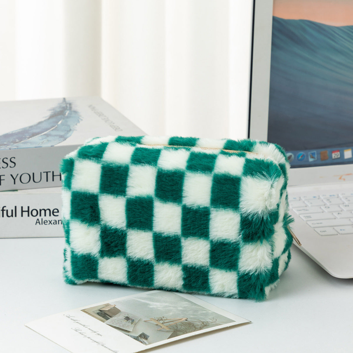 Plush Plaid Cosmetic Bag - DippedShop Wholesale - #1363