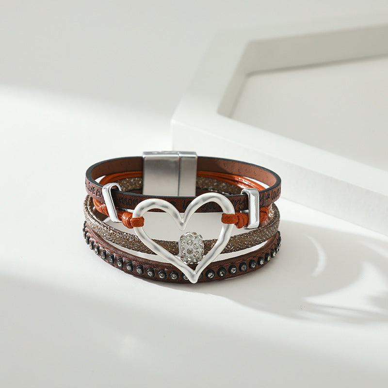 Hollow Out Love Zircon Layered Bracelets DP25B599