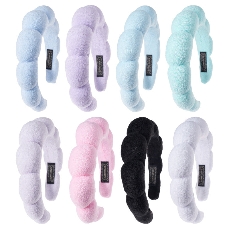Solid Color Cloud Padded Sponge Spa Hairband 6W6HBD269