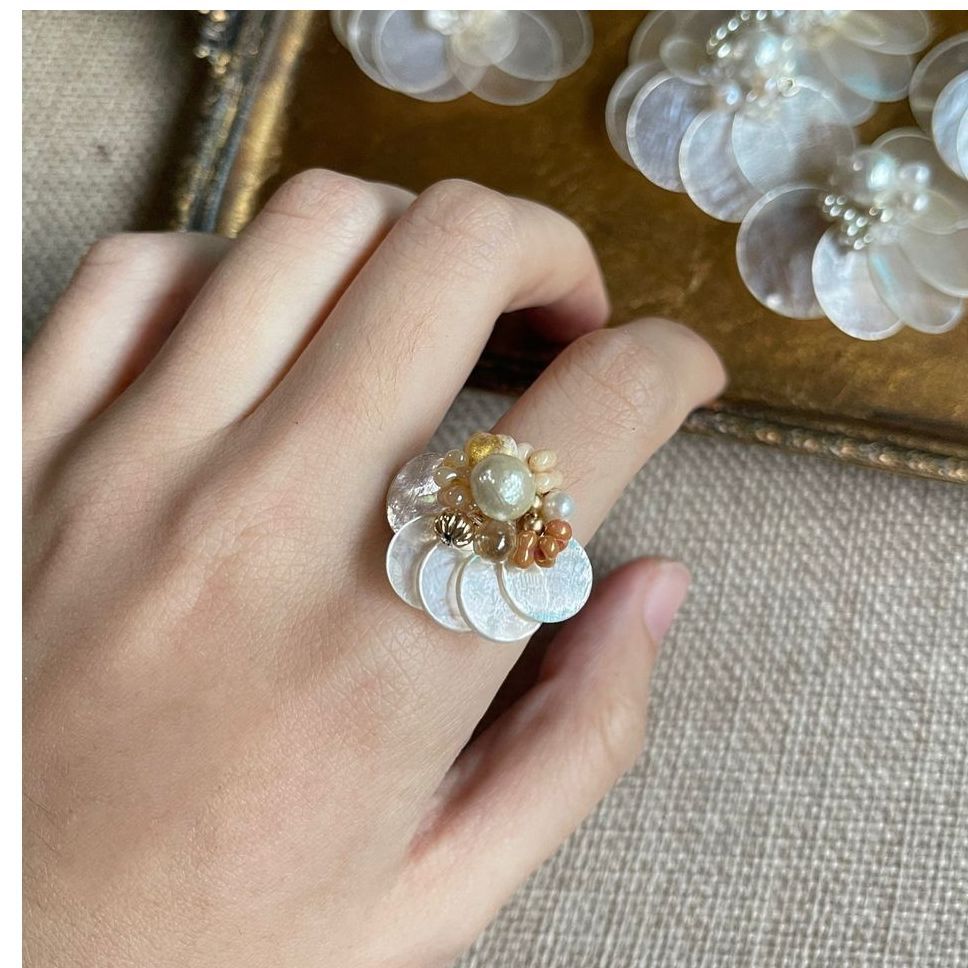 Pearl Beaded Flower Ring - DippedShop Wholesale - #0051