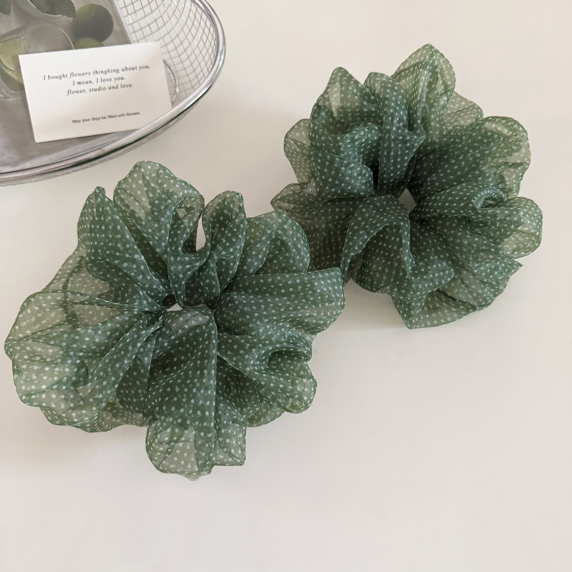 Vintage Polka Dots Sheer Organza Elastic Scrunchies MK2BW6W6HSR86