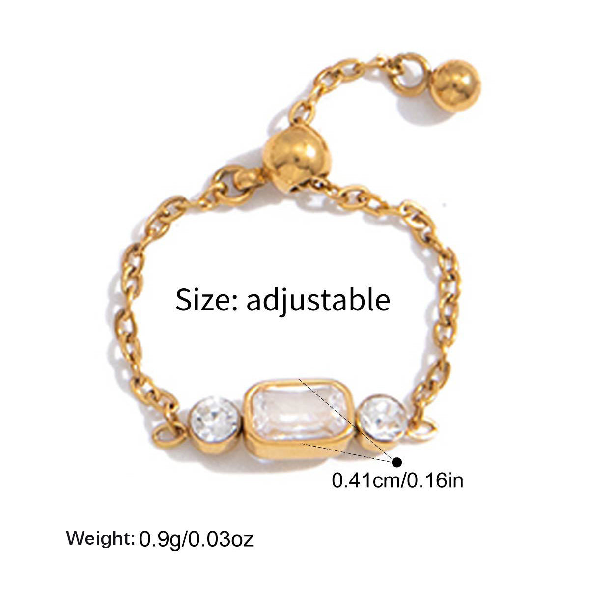 Adjustable Cubic Zirconia Ring - DippedShop Wholesale - #4883