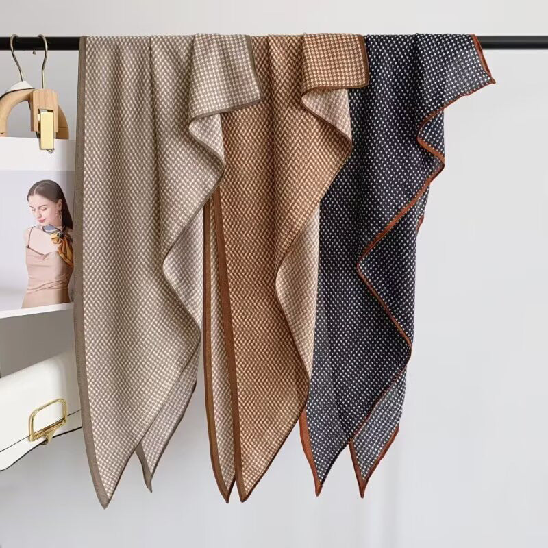 Classic Houndstooth Silk Scarf - DippedShop Wholesale - #4883