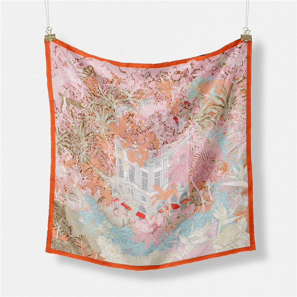 Fashion Abstract Print Versatile Square Silk Scarf 8BW6NSI14