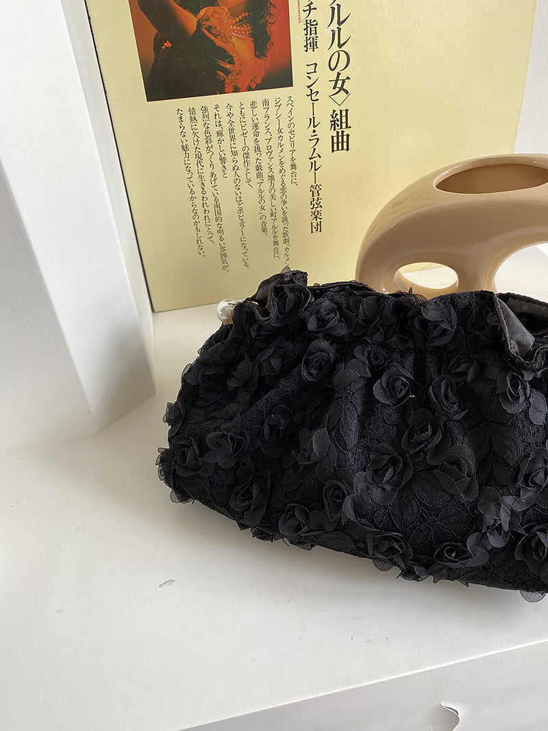 Flower Lace Pearl Cosmetic Bag - DippedShop Wholesale - #3635