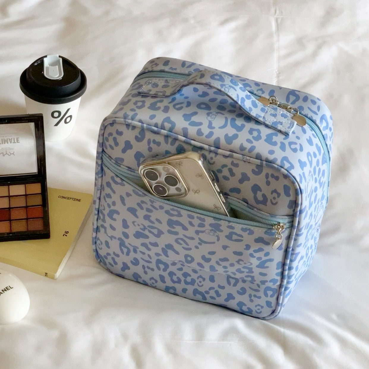Stylish Leopard Print Large Capacity Makeup Bag MK2BW6S10BOB89