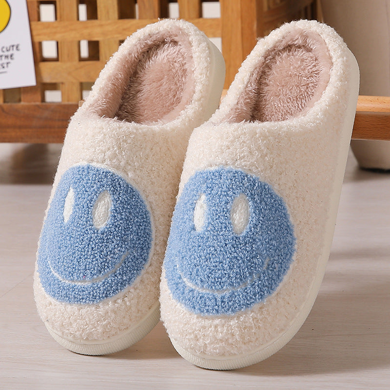 Cute Cartoon Smile Fuzzy Plush Winter Slippers 6W8FSP240