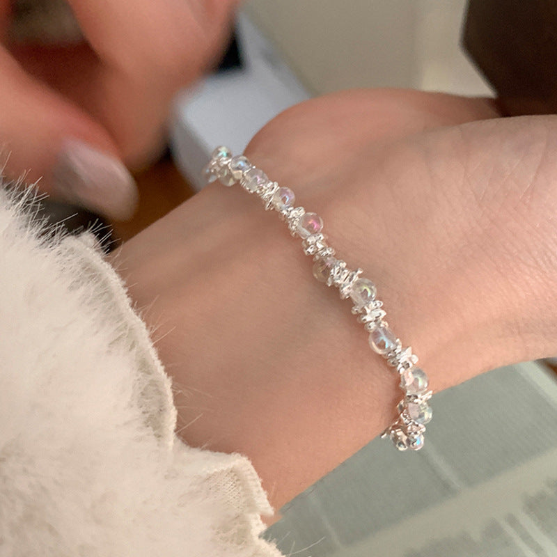 Danity Transparent Bead Silver Bead Chain Bracelet 6W6JBR336
