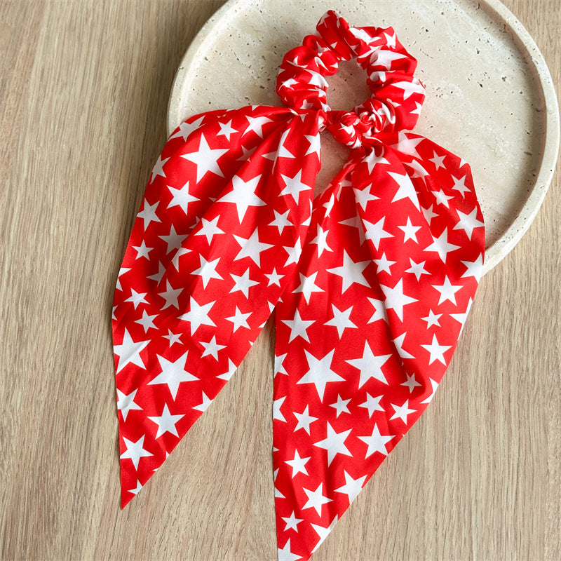 American Flag Bowknot Stretchy Scrunchies Hair Tie 8BK6HSR23L