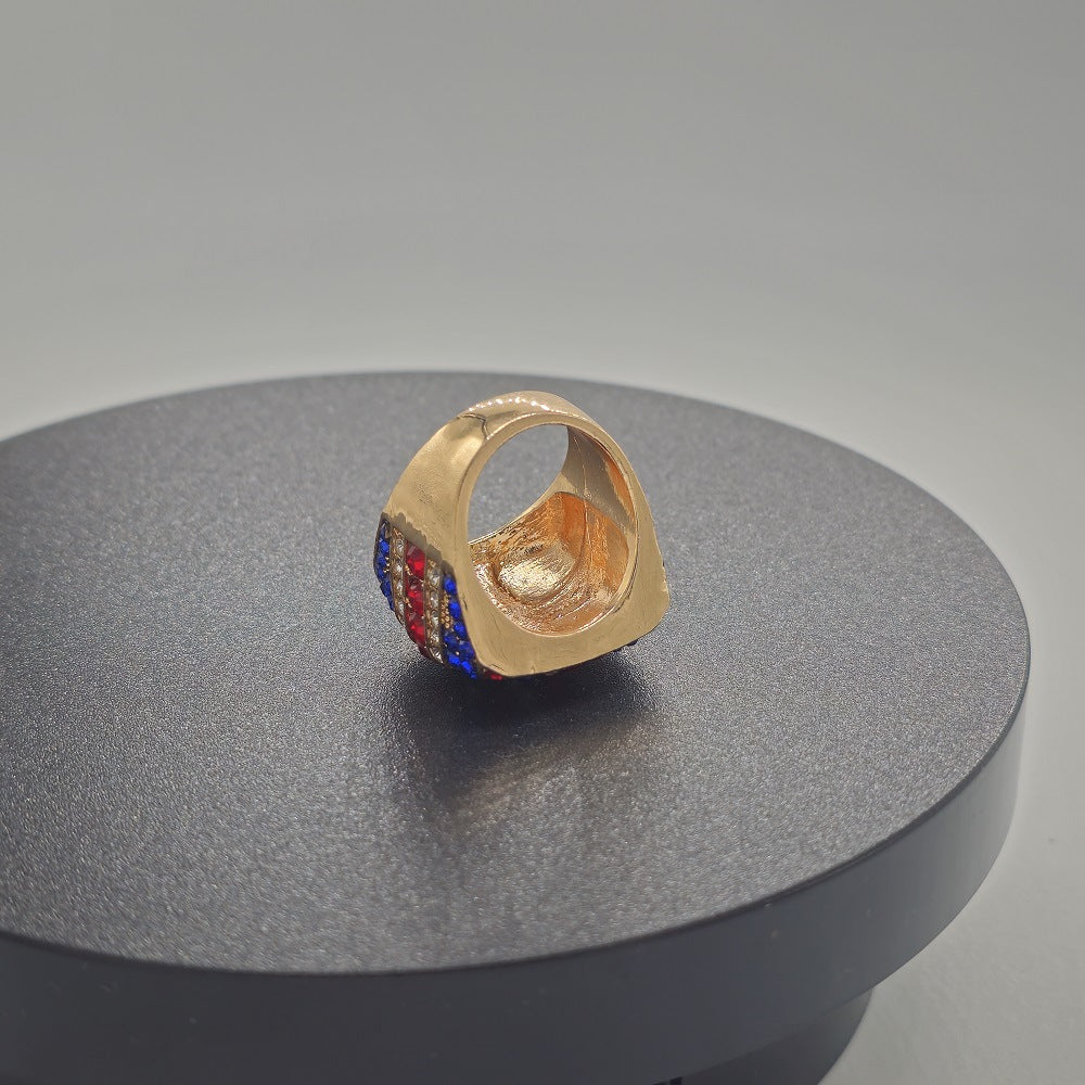 Stylish UK Flag Sparkling Zirconia Chunky Ring 8ZA6JRG208T