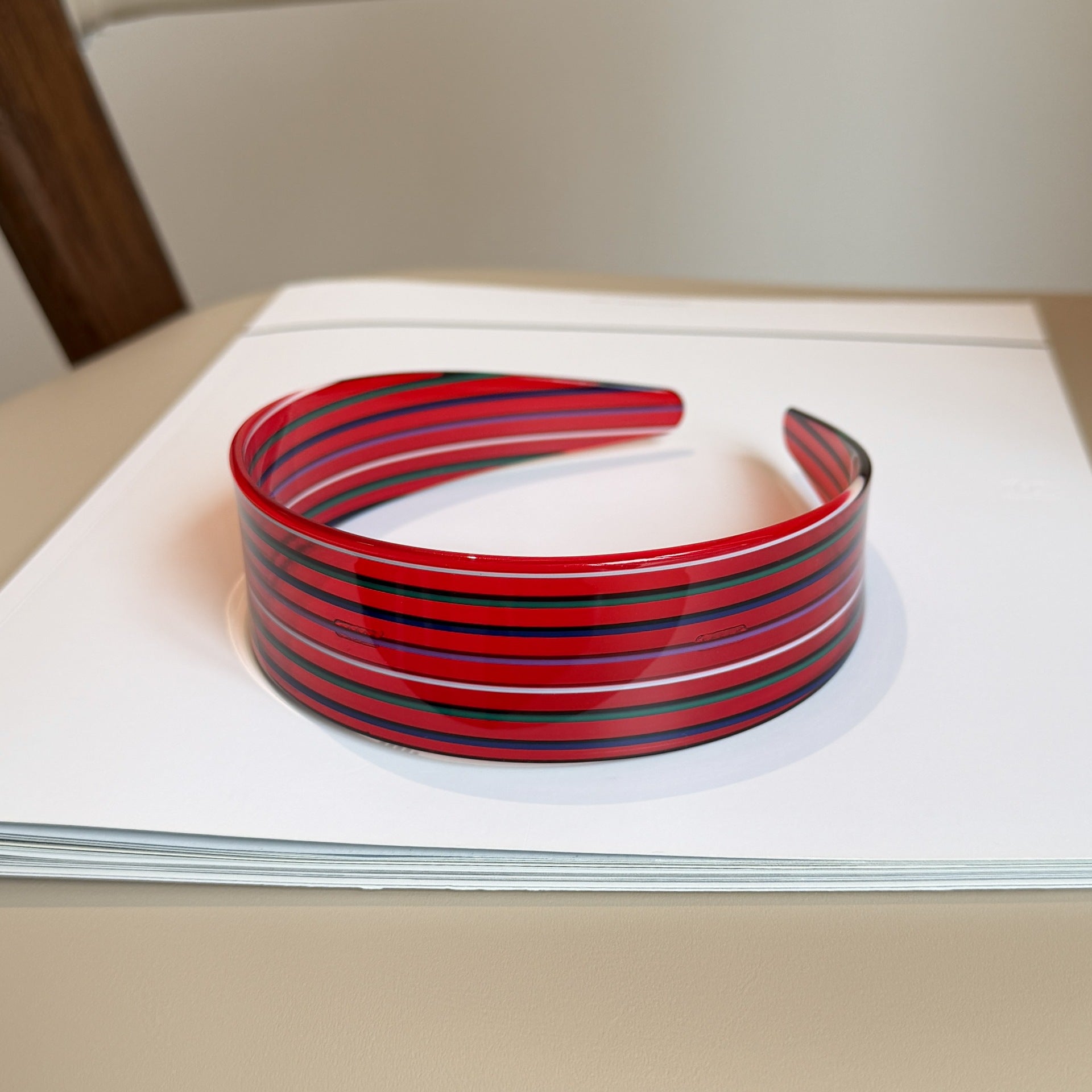 Cute Multi-Color Striped Wide Acetate Headband 6W6HBD276