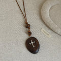 Vintage Wooden Heart Pendant Choker Necklace 6W6JNC382L