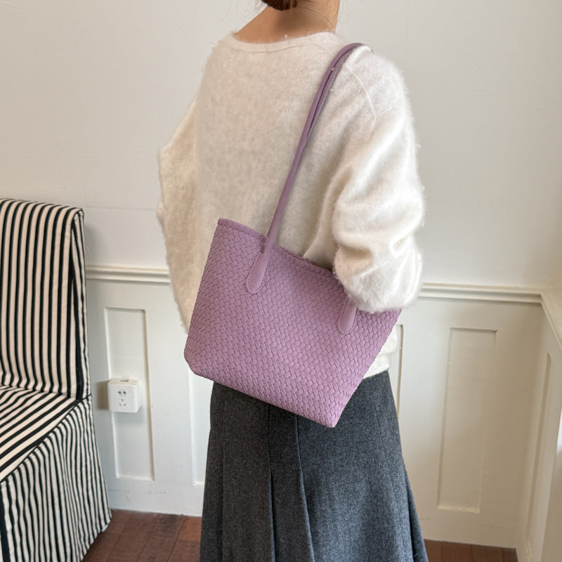 Vintage Woven Shoulder Bag With - DippedShop Wholesale - #3459
