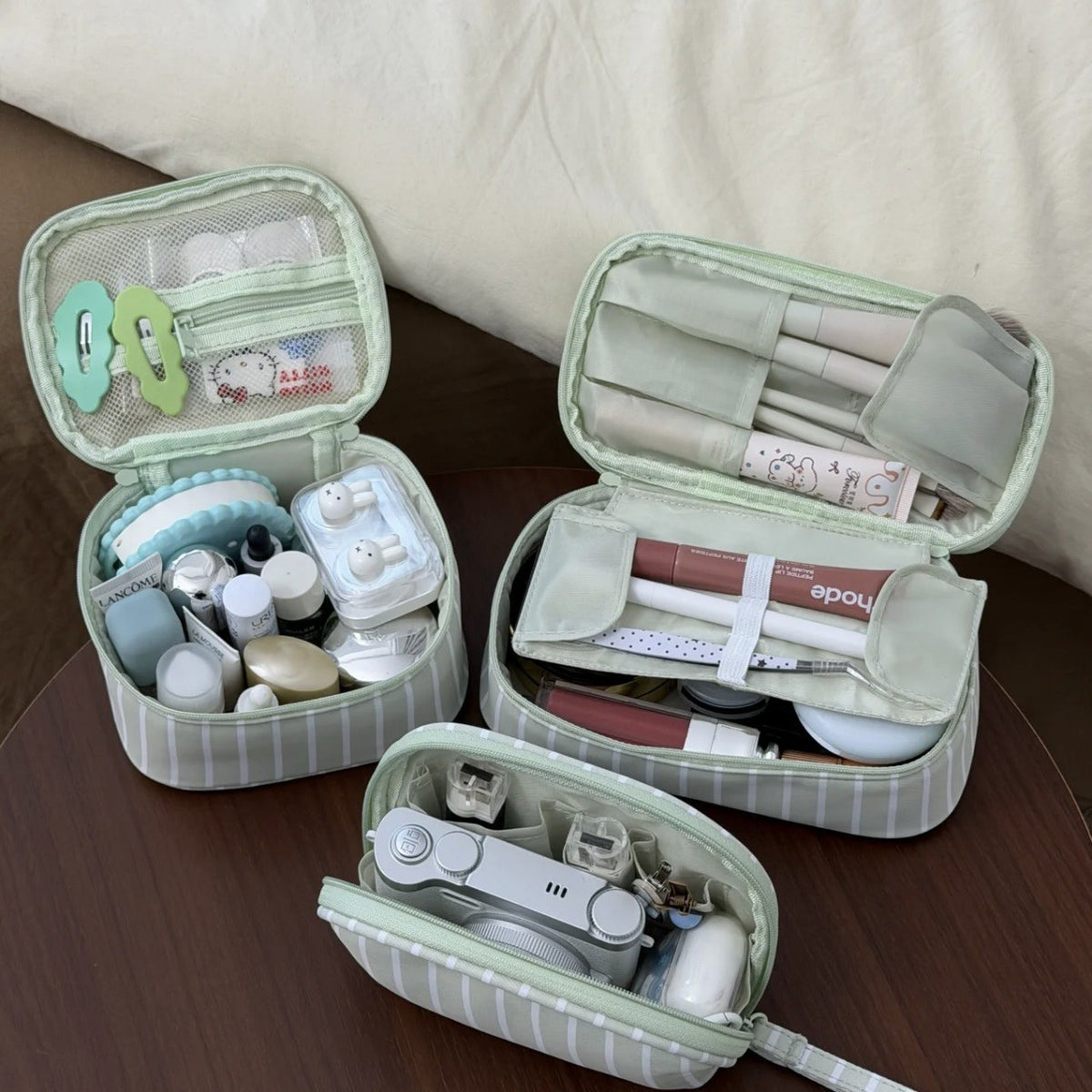 Fresh Striped Color Block Travel Makeup Bag 6S5CO177