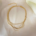 Minimalist Layered Gold Necklace - DippedShop Wholesale - #5427