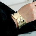 Stylish Gold Plated Open Cuff Bafngle Bracelet 6W6JBR577