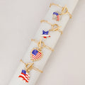 Vintage Gold Plated American Flag Pendants Chain Bracelet 8ZA6JBR130T