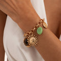 Stylish Gold Plated Heart Floral Pendant Bracelets 6W6JBR637